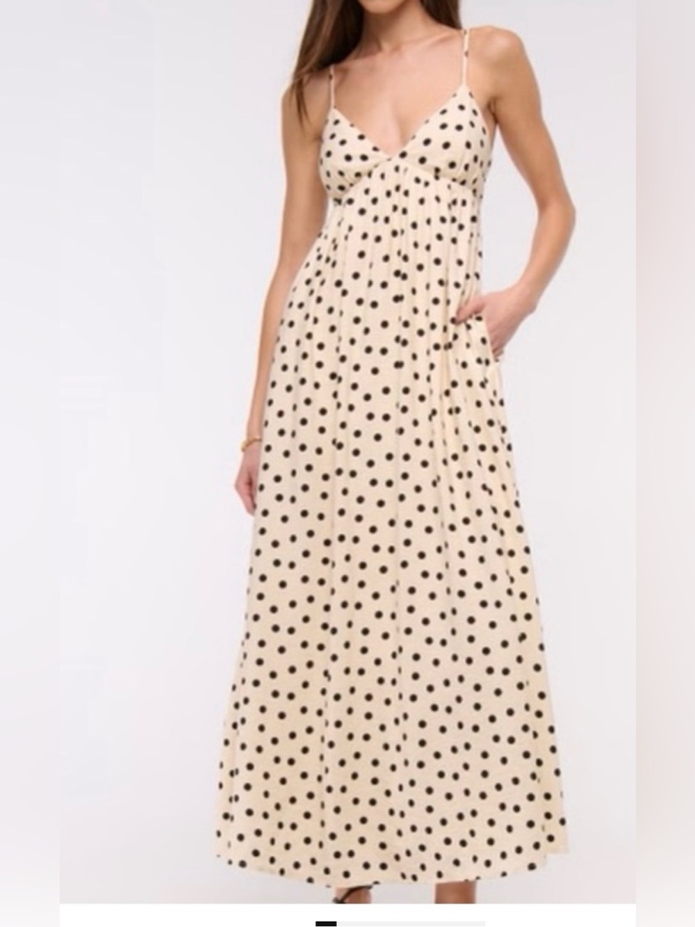Abercrombie & Fitch Cream Maxi Dress with Black Polka Dots